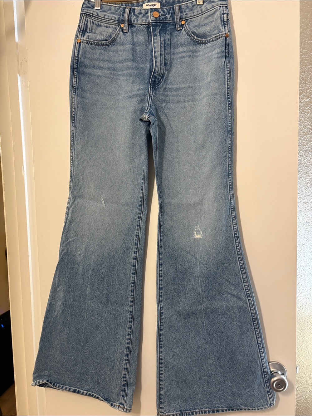 Wrangler Light Blue Flared Wide-Leg Jeans